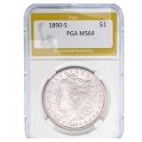 1890-S Morgan Silver Dollar PGA MS64