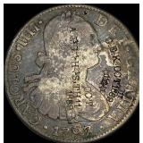 1791-MF Mexico 8 Reales (Counterstamped 1889) NICE
