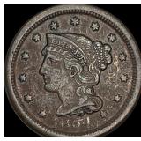 1854 Braided Hair Large Cent ABOUT UNCIRCULATED