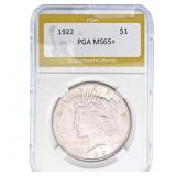 1922 Silver Peace Dollar PGA MS65+