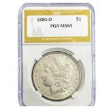 1880-O Morgan Silver Dollar PGA MS64