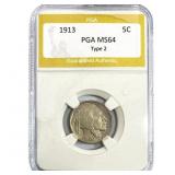1913 Buffalo Nickel PGA MS64 Type 2