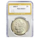 1889-S Morgan Silver Dollar PGA MS65+