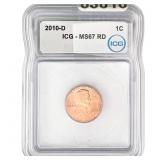 2010-D Lincoln Shield Penny ICG ms67 RD