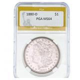 1880-O Morgan Silver Dollar PGA MS64
