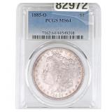 1885-O Morgan Silver Dollar PCGS MS64