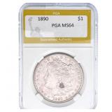 1890 Morgan Silver Dollar PGA MS64