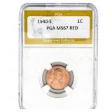 1940-S Wheat Cent PGA MS67 RED