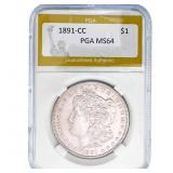 1891-CC Morgan Silver Dollar PGA MS64