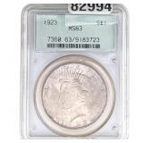 1923 Silver Peace Dollar PCGS MS63