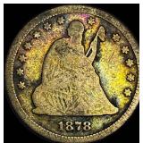 1878-CC Silver Seated Liberty Quarter NICELY CIRCU