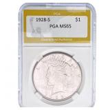 1928-S Silver Peace Dollar PGA MS65