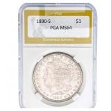 1890-S Morgan Silver Dollar PGA MS64