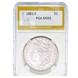 1881-S Morgan Silver Dollar PGA MS65