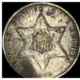 1859 Silver Three-Cent Piece CLOSELY UNCIRCULATED