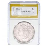 1890-S Morgan Silver Dollar PGA MS64