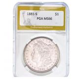 1881-S Morgan Silver Dollar PGA MS66