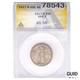 1917-S Standing Liberty Quarter ANACS AU50 Var 2