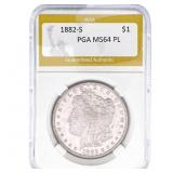 1882-S Morgan Silver Dollar PGA MS64 PL