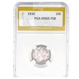 1916 Mercury Silver Dime PGA MS65 FSB