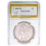 1887/6 Morgan Silver Dollar PGA AU58