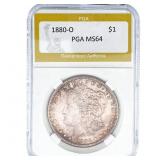 1880-O Morgan Silver Dollar PGA MS64