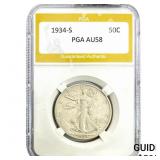1934-S Walking Liberty Half Dollar PGA AU58