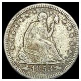 1853 Arrows Seated Liberty Quarter NEARLY  UNCIRC