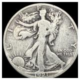 1921-D Silver Walking Liberty Half Dollar  LIGHTL