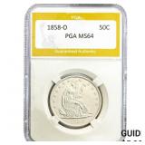 1858-O Seated Liberty Half Dollar PGA MS64