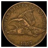 1857 Copper-Nickel Flying Eagle Cent NEARLY  UNCI