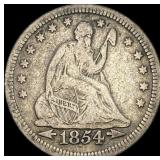 1854 Arrows Seated Liberty Quarter LIGHTLY  CIRCU