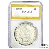 1890-S Morgan Silver Dollar PGA MS64