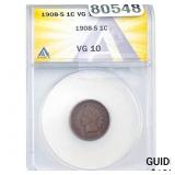 1908-S Indian Head Cent ANACS VG10
