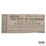1862 10C City of Richmond Fractional Currency
