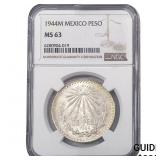 1944 Mexican Peso Estados Unidos NGC MS63