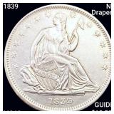 1839 No Drapery Seated Liberty Half Dollar UNCIRCU