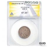 1913-D Buffalo Nickel ANACS VF20 VAR 2