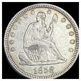 1858 Seated Liberty Silver Quarter CLOSELY  UNCIR