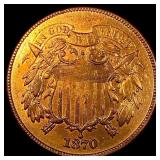 1870 Copper 2 Cent Piece CHOICE BU