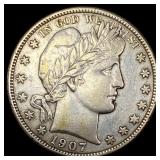 1907-D Silver Barber Half Dollar NEARLY  UNCIRCUL
