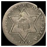 1854 Silver Three-Cent Piece NICELY  CIRCULATED