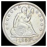 1853 Arrows Seated Liberty Quarter CLOSELY  UNCIR