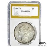 1881-S Morgan Silver Dollar PGA MS64