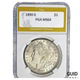1890-S Morgan Silver Dollar PGA MS64