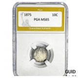 1875 Seated Liberty Dime PGA MS65