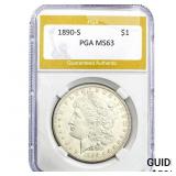 1890-S Morgan Silver Dollar PGA MS63