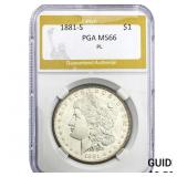 1881-S Morgan Silver Dollar PGA MS66 PL
