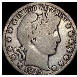 1915 Silver BarberHalf Dollar ABOUT UNCIRCULATED