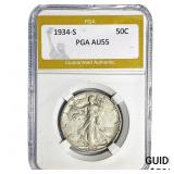 1934-S Walking Liberty Half Dollar PGA AU55